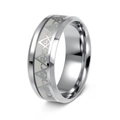 Bague franc-maçonnerie en acier titane pour homme avec finition brossée et lueur d'argent - US 6 / Argenté