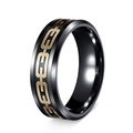Men's geometric hollow chain ring in black matte and gold stainless steel finish - US 7 / Plated Black With Gold Chain