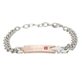 True Love couple bracelet with silver cuban chain, rose gold plate and pink zircon cross - Rose Gold (Women)