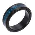 Heren titanium stalen spinner ring met blauwe koolstofvezel en zwart draakmotief - US 6 / Zwarte Draak Ader Agaat