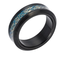 Heren titanium stalen spinner ring met blauwe koolstofvezel en gouden draak inleg - US 6 / Gouden Drakenpatroon
