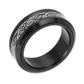 Lichtgevende drakenpatroon roestvrijstalen spinner ring voor heren met zwarte finish - US 6 / Zwarte Draak Ader Agaat