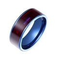 Anello intelligente NFC in metallo blu con trama a circuito elettronico e finitura lucida - US 6 / Blu