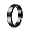 Anillo negro de acero inoxidable cepillado con grabado Her King para parejas - US 6 / Her King (Negro)