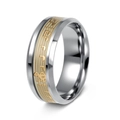 Bague musicale lumineuse avec notes dorées sur anneau en acier inoxydable argenté - US 6 / Or Nocturne