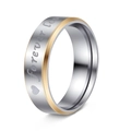 Anillo de pareja Forever Love en acero inoxidable bicolor plata y detalles dorados - US 6 / Forever Love (Bicolor)