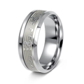 Bague lumineuse avec partition musicale et notes sur acier inoxydable argenté poli - US 6 / Argent Nocturne