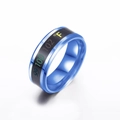 Macro detail of temperature ring showing Fahrenheit degrees on black thermochromic band - US 7 / Blue (Fahrenheit)