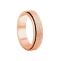Detailed close-up of rose gold spinner ring with frosted finish and polished inner band - Rose Gold