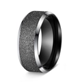 Bague homme en acier inox avec centre mat noir et bords argentés polis brillants - US 7 / Noir mat