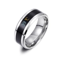 Smart temperature sensitive stainless steel couple ring displaying 39 degrees Celsius - Size 7 / Celsius Silver