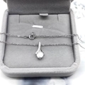 S925 sterling silver teardrop necklace with micro-pave cubic zirconia and silver finish - White Gold Small With Cable Chain