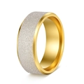 Bague minimaliste avec centre givré argenté et bords dorés polis pour hommes et femmes - Or Mat