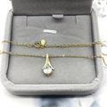 Golden S925 sterling silver necklace with teardrop zircon pendant in a gray jewelry box - Gold Small With Cable Chain