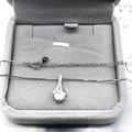 S925 sterling silver necklace featuring a teardrop pendant with round zircon stones - White Gold Small With Box Chain