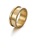 Anillo minimalista de acero inoxidable dorado cepillado con ranura para joyería DIY - US 6 / 5mm / Dorado