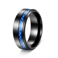Herrenring aus mattem Schwarz und Silberstahl mit blauer Kohlefasereinlage - US 7 / Schwarz