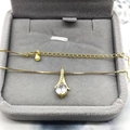 S925 sterling silver gold plated necklace with teardrop zircon pendant in a jewelry box - Gold Small With Box Chain