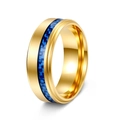 Herrenring aus vergoldetem Titanstahl mit gebürstetem Finish und blauer Kohlefaser-Einlage - US 7 / Gold