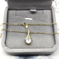 Gold ribbon necklace with a large round zircon stone in a velvet jewelry box - Gold Large With Cable Chain