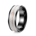 8mm titanium steel men's ring with black finish, white inlay and rose gold arrow - US 6 / Black