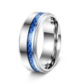 Herrenring aus gebürstetem Titan mit blauer Kohlefasereinlage und mattem Silberfinish - US 7 / Silber