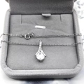 S925 sterling silver necklace with teardrop zircon pendant and pave stones - White Gold Large With Cable Chain