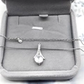 S925 sterling silver necklace with teardrop pendant and sparkling round zircon stone - White Gold Large With Box Chain