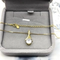 Elegant gold-plated S925 silver necklace featuring a sparkling round zircon pendant - Gold Large With Box Chain