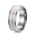 8mm titanium steel men's ring with silver edges, rose gold arrows and white inlay - US 6 / Silver