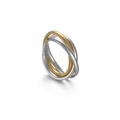 Anello a tre fasce intrecciate in acciaio inossidabile con finiture argento e oro - US 5 / Oro
