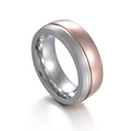 Anello da uomo in carburo di tungsteno bicolore 8mm lucido, oro rosa e argento - US 8 / Bicolore