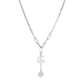 Hip-hop style silver stainless steel G-letter necklace with round pendant charm - Letter G