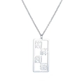 Collana con pendente rettangolare in acciaio inossidabile argento e caratteri cinesi - Argento