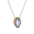 Collana con tre anelli intrecciati arcobaleno in acciaio al titanio con motivo a vite - Colorato