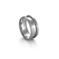 Close-up of a silver stainless steel DIY groove ring core with textured knurled edges - US 6 / Silver