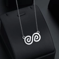 Polierte silberne Edelstahlkette mit minimalistischem Doppelhelix-Anhänger-Design - Silber