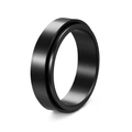 Mattschwarzer Spinner-Ring aus Titanstahl für Herren mit Anti-Stress-Mittelrillen-Design - US 6 / Schwarz