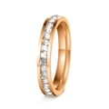 Detalle de anillo de eternidad en oro rosa con circonitas de corte princesa - US 6 / Fila Única Oro Rosa