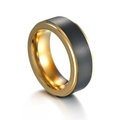 Two-tone black brushed and gold plated titanium steel ring for men in 45-degree view - US 8 / Black & Gold