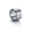 Spinner-Ring aus Titanstahl mit drehbaren arabischen Ziffern und Kalender-Design in Silber - US 7 / Silber
