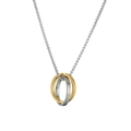 Minimalistische Mobius-ketting met in elkaar grijpende goud- en zilverkleurige geborstelde ringen - Zilver + Goud