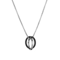 Detail van in elkaar grijpende Möbius-ringen in mat zwart en geborsteld zilver - Zilver & Zwart