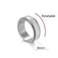 Men's 8mm stainless steel spinner ring with luminous textured inlay in silver tone - US 7 / Silver Ice-Texture Pattern