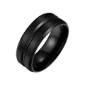 Classic men's black stainless steel ring with brushed finish and polished center groove - US 6 / Black Electroplated Brushed Style (JWR804-BK)