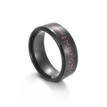Black Viking rune titanium steel ring for men with red engraved Nordic patterns - US 6 / Black