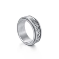 8mm spinner ring for men made of stainless steel with silver dragon pattern inlay - US 7 / Black with Silver Dragon Pattern
