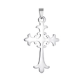Detailed close-up of polished silver stainless steel fleur-de-lis cross pendant necklace - Pendant Only (Without Chain) Style 01