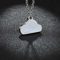 Collar minimalista de acero de titanio plateado con colgante de nube de esmalte blanco y cadena - Plateado