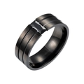Men's black brushed stainless steel ring featuring a rectangular black zircon gemstone - Black Brushed Gemstone Inlaid Style (JWR808-BK)